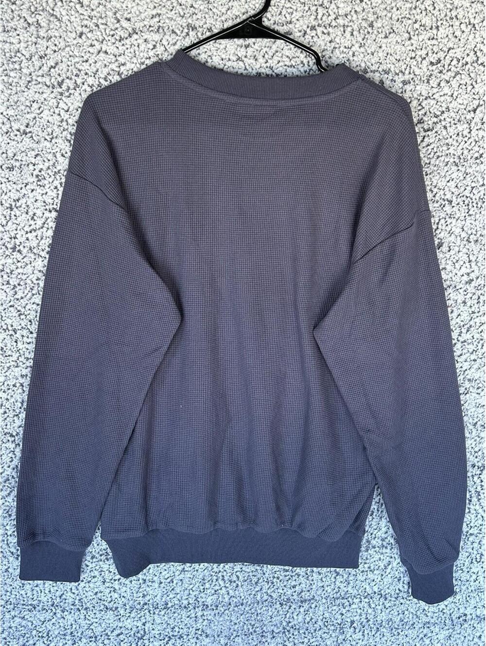 Comfrt Waffle Knit Sweatshirt Dark Gray/Blue Crewneck Oversized Pullover S - Picture 2 of 5